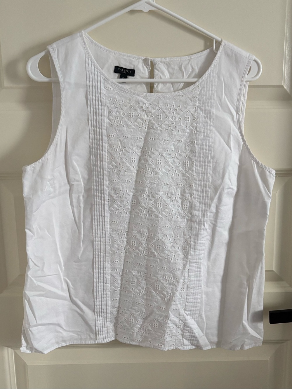 Talbots White Eyelet Cotton Sleeveless Camisole